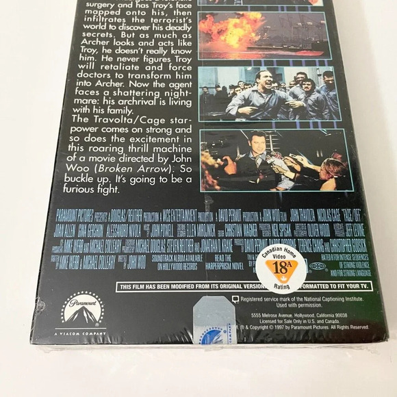 Face Off VHS 1997 Tape Movie Nicolas Cage John Travolta - Picture 12 of 14